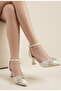 5cm Wedding Dress and Evening Dress Shoes with Pearl Stone Bow - 2