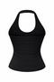 2081 Women's Halter Neck Backless Tank Top Blouse Black - 2