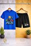 Children's Unisex Alex Blue Baltali Custom Printed Crew Neck T-Shirt - Shorts Set