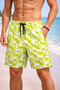 Men's Swim Shorts with Zipper Pockets and Mesh Lining, Quick Dry Premium - Yellow