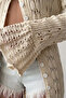 Women's Cream Buttoned Openwork Spanish Sleeve Long Knitwear Cardigan (New Color) - 3