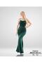 Women's Strapless Draped Glitter Fabric Evening Dress & Wedding & Graduation Dress