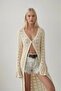 Women's Cream Buttoned Openwork Spanish Sleeve Long Knitwear Cardigan (New Color) - 2