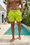 Swim Shorts Elastic Lace-Up Patterned Men's Lined Green Short Length Beach Shorts Ls-95875 - 3