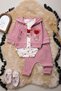 1031 Embroidered 100% Cotton Baby Girl 3-Piece Set 3-6-9 Months Compact Combed Cotton