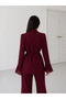 Floral Lace-Up Sleeves Tulle Blazer Suit - 3
