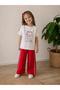 Short Sleeve Embroidered Sleeves Girls' Top and Bottom Set - 2