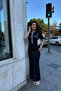 Women's Black Stylish Jean Detailed Buttoned Long Dress (S/M) - 5
