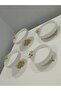 4-Piece Butterfly, Daisy Figured Porcelain, Serving Plate, Presentation Bowl, Metal Gold Legs - 4