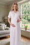New Season Pomegranate Flower Maternity Full Length Summer Stylish Lace Design Buttoned Dressing Gown Nightgown Set - 6