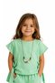 Girl's Pendant-Decorated Side-Tie T-Shirt and Trousers Green Color Two-Piece Set - 2