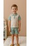 Girls and Boys Colorful 100% Linen Polo Collar Shorts Set - Summer Natural Fabric Top and Bottom Set - 4