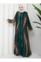 Plus Size Covered Dress with Stone Detail and Patterned Design - 5