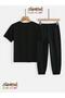 Los Angeles Yazi Printed Top-Bottom Tracksuit/T-Shirt Two-Piece Children's Set (Pocketed Tracksuit Pants) - 2