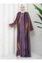 Plus Size Covered Dress with Stone Detail and Patterned Design - 7