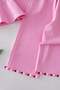 Girl's Cotton Pink Heart Detailed Blouse and Trousers Set - 3