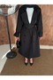 Kruvaze Collar Women's Trench Coat with Removable Belt and Buttons - 3