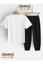 Los Angeles Yazi Printed Top-Bottom Tracksuit/T-Shirt Two-Piece Children's Set (Pocketed Tracksuit Pants) - 2