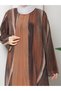 Plus Size Covered Dress with Stone Detail and Patterned Design - 4