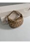 Half Moon Shape Shoulder Bag with Staple Detail - 2