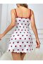 Thin Straps Strawberry Patterned Short Nightgown - 2