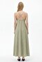 Crossed Strap V-Neck Long Dress Khaki - 4