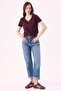 Crep Women's Basic V-Neck Short Sleeve T-Shirt Plum – Regular Fit 100% Cotton - 4