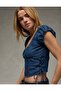 AE Denim Side-Tie Lace-Up Blouse