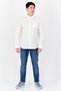 Men Slim Fit Brand Logo Long Sleeve Casual Shirt, White - 4