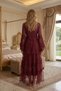 Premium Burgundy Lace Detailed Robe and Nightgown Set - Stylish Embroidered Luxury Ensemble for Special Occasions - 4