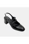 Women's Black Buckle Thick Heeled Classic Patent Leather Shoes - 7