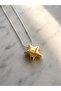 3D Puff Star Figured Gold Color Steel Chain Necklace - 2