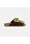 Women's Bitter Brown Straw Flower Detailed Suede Slippers - 2