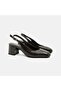 Women's Brown Thick Heeled Classic Patent Leather Shoes