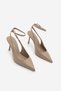 Women's Stiletto Pointed Toe Open Back Ankle Strap Classic Heeled Shoes Pareta Mink - 3