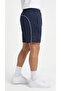 Men's Navy Blue Sports Shorts with Hole Pattern, Back Piping, Flexible, Breathable, Zipper Detail - 4