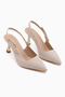 Lavin Beige Stone Detailed Women's Heeled Shoes - 3