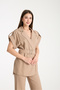 Women's Belt Detailed Double-Breasted Collar Suit - 4