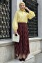 Plaid Patterned Dark Rose Dusty Skirt - 5