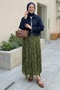 Ethnic Patterned Kraş Green Skirt - 4