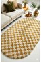 Chess Checkers Patterned Oval Bone-Salmon Living Room Living Room Bedroom Corridor Machine Carpet Runner