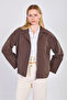 Women's polo collar classic jacket - bitter brown
