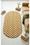 Chess Checkers Patterned Oval Bone-Salmon Living Room Living Room Bedroom Corridor Machine Carpet Runner - 3