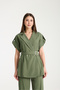 Women's Belt Detailed Double-Breasted Collar Suit - 4