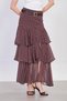 Women's Belted Polka Dot Ruffled Long Skirt - Bitter Brown - 4