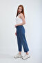 Blue Women's Elastic Waist Side Pocket Jean Trousers - 2