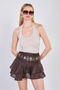 Women's halter neck crop top with chest pads - beige - 3