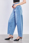 Women's Pieced Balloon Jean Pants - Blue Ice Y. - 4