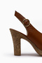 Bernis Genuine Leather Tan Buckle Platform Heeled Women's Shoes - 6