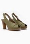 Bernis Genuine Leather Green Buckle Platform Heeled Women's Shoes - 3